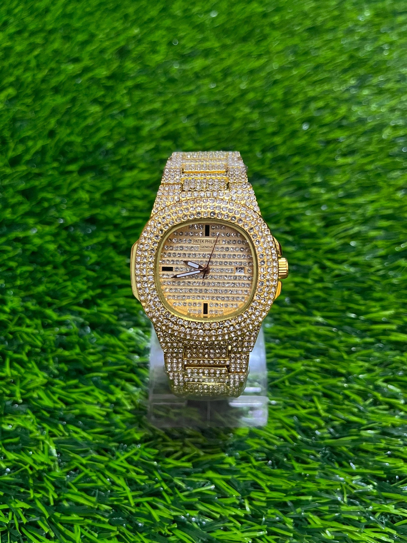 Patek Philippe Iced Out Watch (Gold) with Box