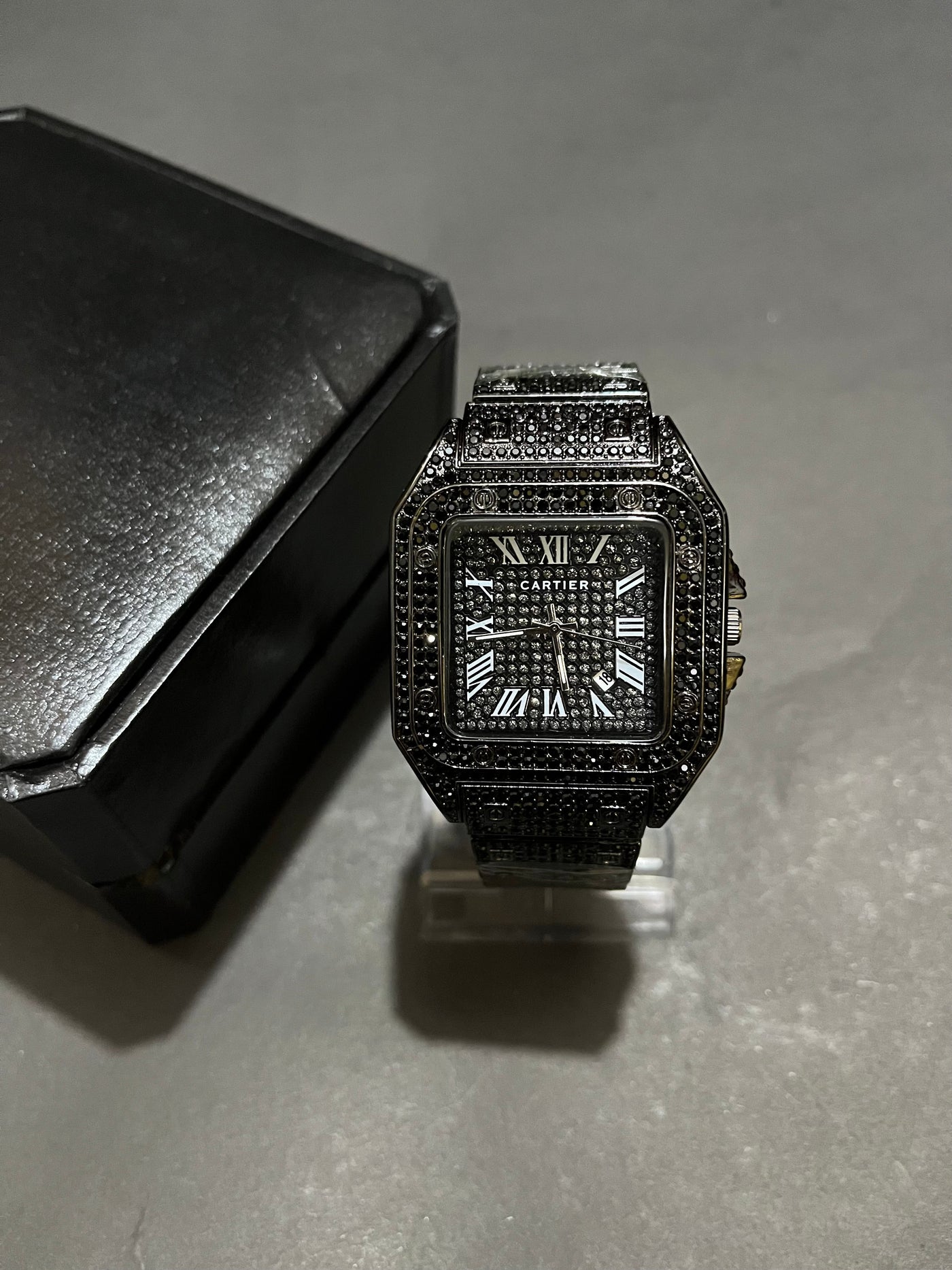 Black Stone Square Watch with Box