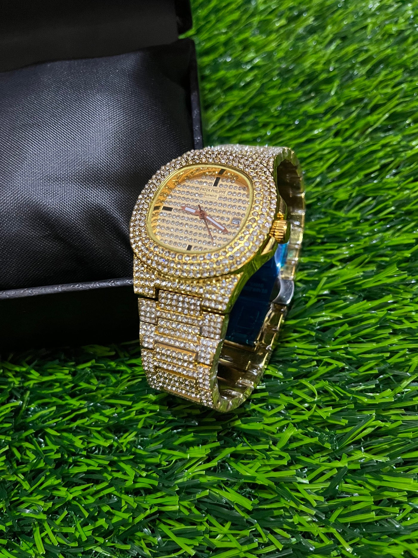 Patek Philippe Iced Out Watch (Gold) with Box